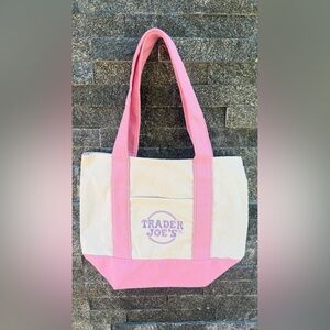 Trader Joe’s 2025 Pink and Cream Canvas Tote Bag